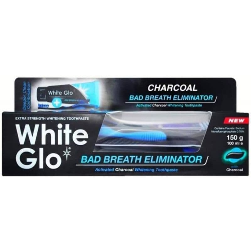 WHITE GLO Toothpaste Charcoal Bad Breath Eliminator - 100ml