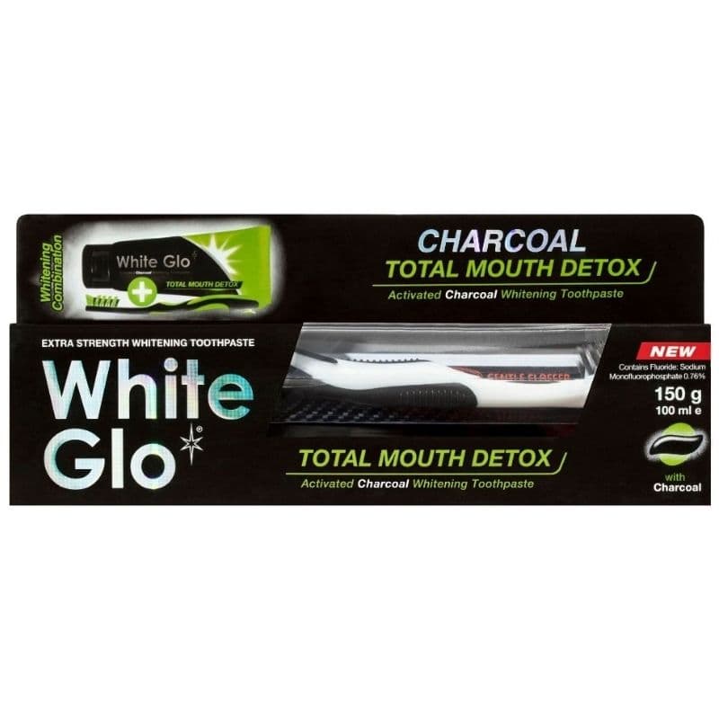 WHITE GLO Toothpaste Charcoal Total Mouth Detox Whitening - 100ml