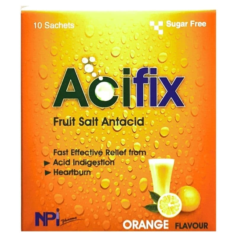 ACIFIX Fruit Salt Antacid Orange - 10 Sachets