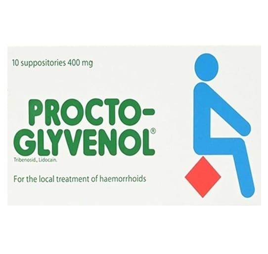 PROCTO GLYVENOL 400/40mg Tribenosidum/Lidocaine HCL - 10 Suppositories