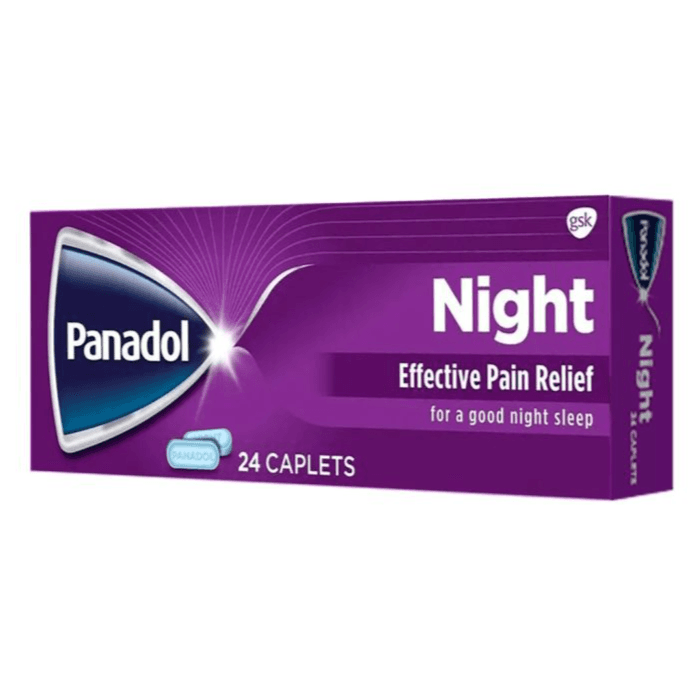 PANADOL Night 500/25mg Paracetamol/Diphenhydramine HCL - 24 Caplets
