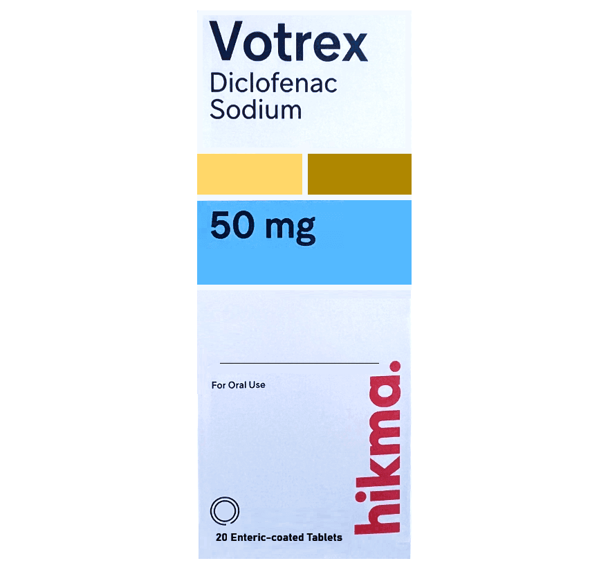 VOTREX 50mg Diclofenac Sodium - 20 Tablets