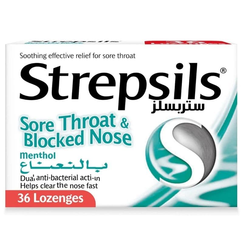 STREPSILS Sore Throat & Blocked Nose Menthol Flavor - 36 Lozenges