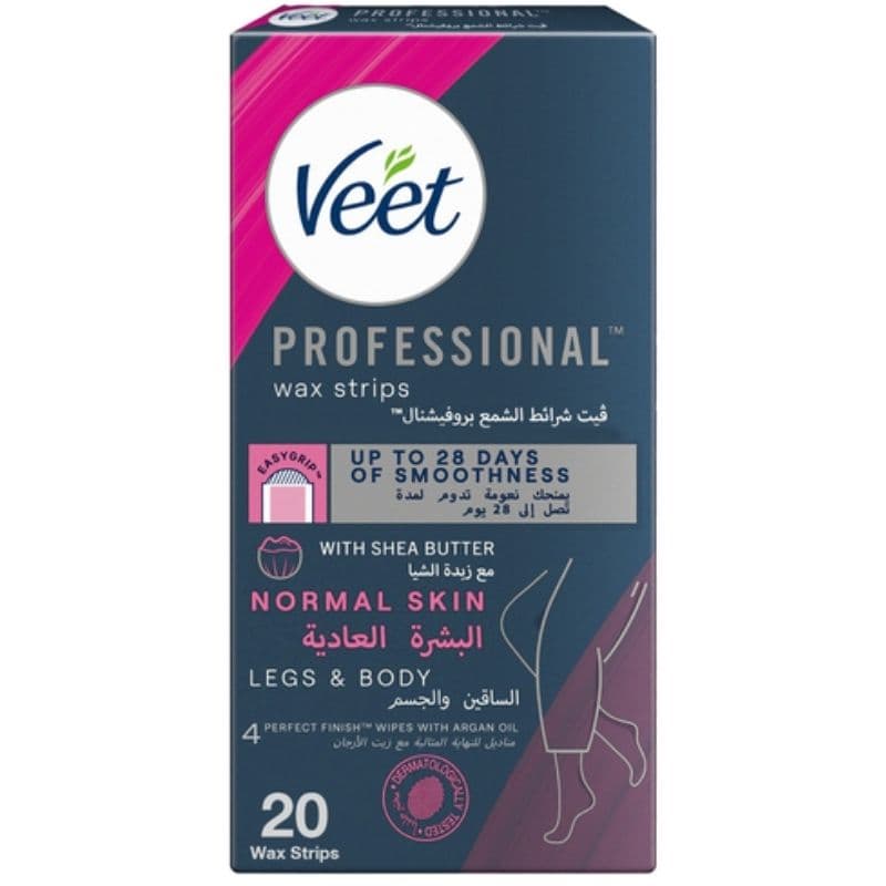 VEET Professional Wax Strips Legs & Body Normal Skin - 20 Pieces 2800