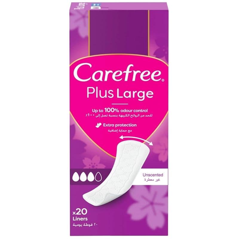 CAREFREE Plus Large Unscented Liner Sanitary Pads - 20 Pieces JJCCFR303