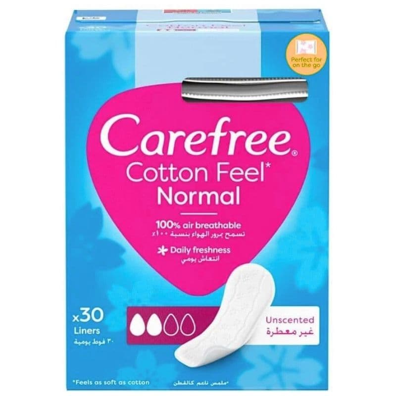 CAREFREE Cotton Feel Normal Unscent Liner Sanitary Pads - 30 Pieces JJCCFR111