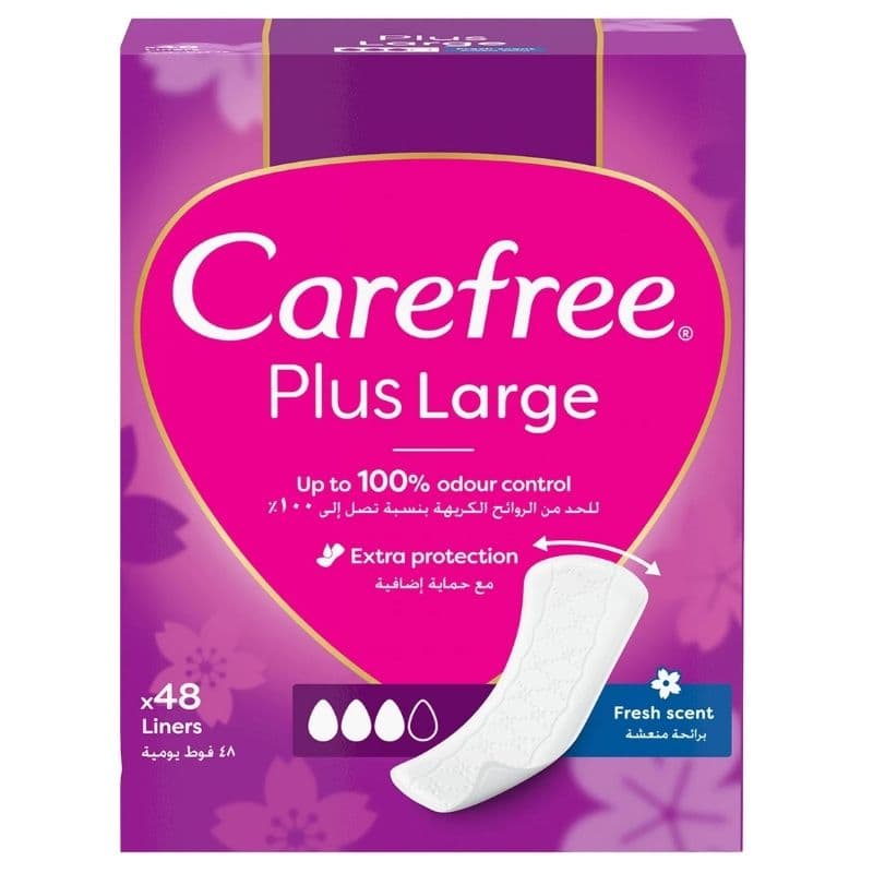 CAREFREE Plus Large Fresh Scent Liner Sanitary Pads - 48 Pieces JJCCFR302