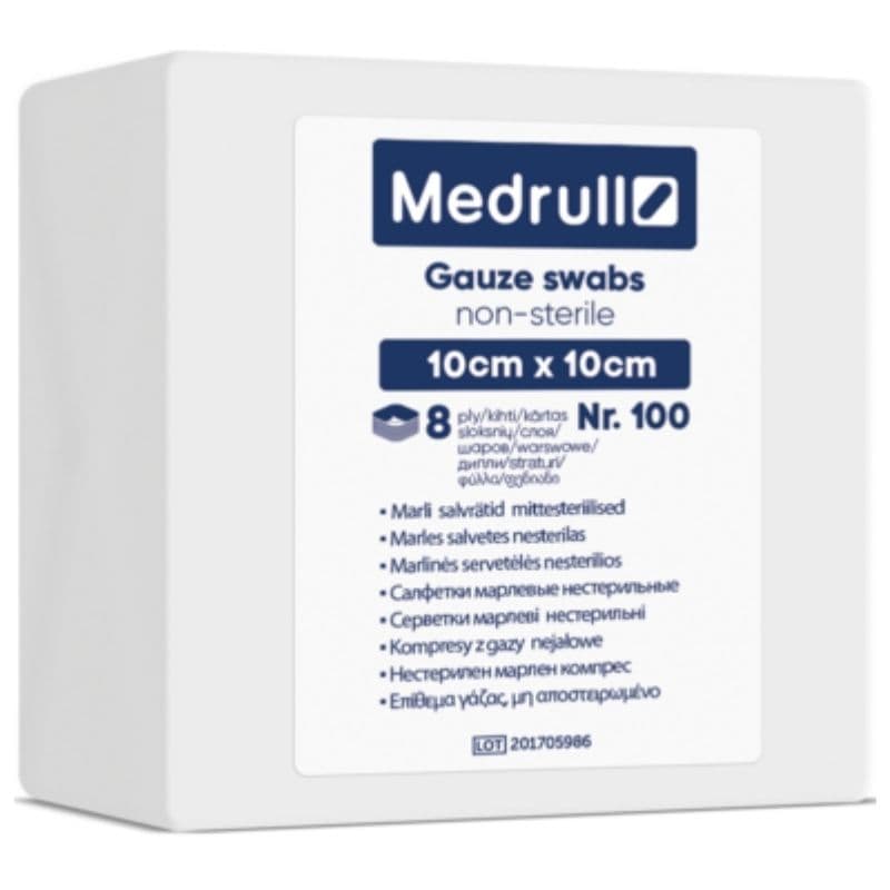 MEDRULL Gauze Swabs 8-Ply Non-Sterile 10x10cm - 100 Pieces