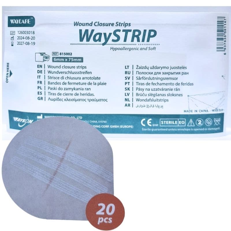 WAYCARE Waystrip 815002 Wound Closure Strips 6x75mm - 20 Pieces