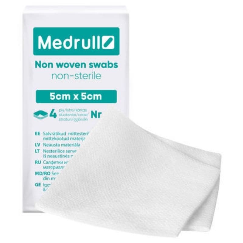 MEDRULL Gauze Swabs 4-Ply Non-Woven Non-Sterile 5x5cm - 100 Pieces