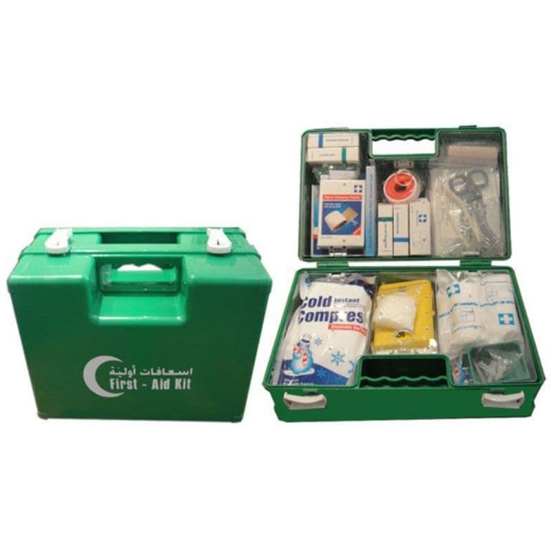 صندوق إسعافات أولية بلاستيكي مملوء، سعة 50 شخصًا، أخضر، F-012H، CAREMAX 118160