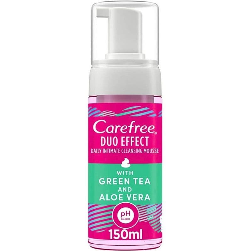 CAREFREE Duo Effect Daily Intimate Cleansing Foam Green Tea & Aloe vera - 150ml CFR001