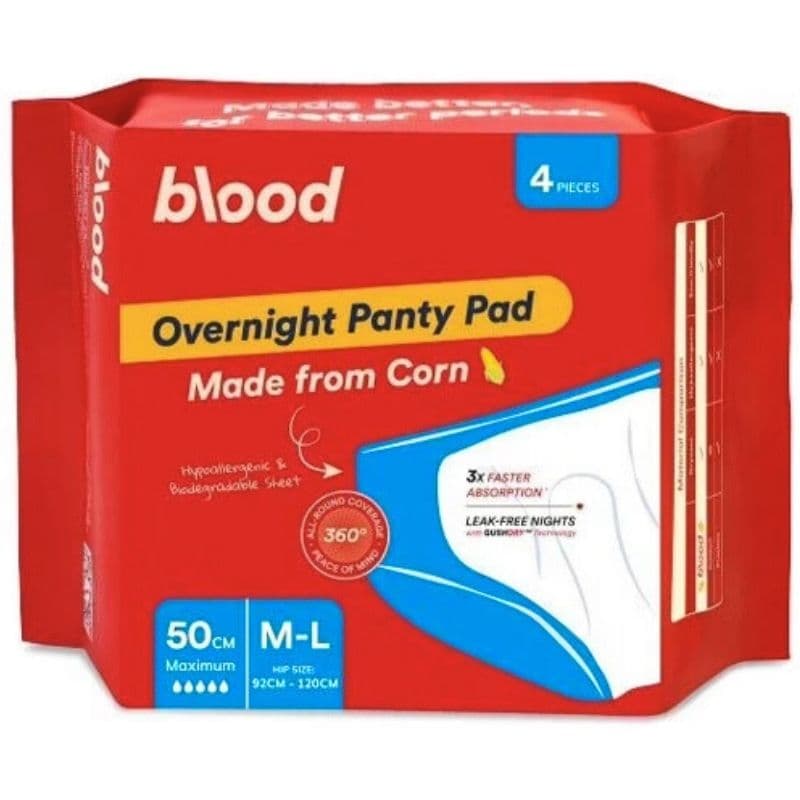 BLOOD Corn Overnight Medium/Large - 4 Sanitary Panty Pads