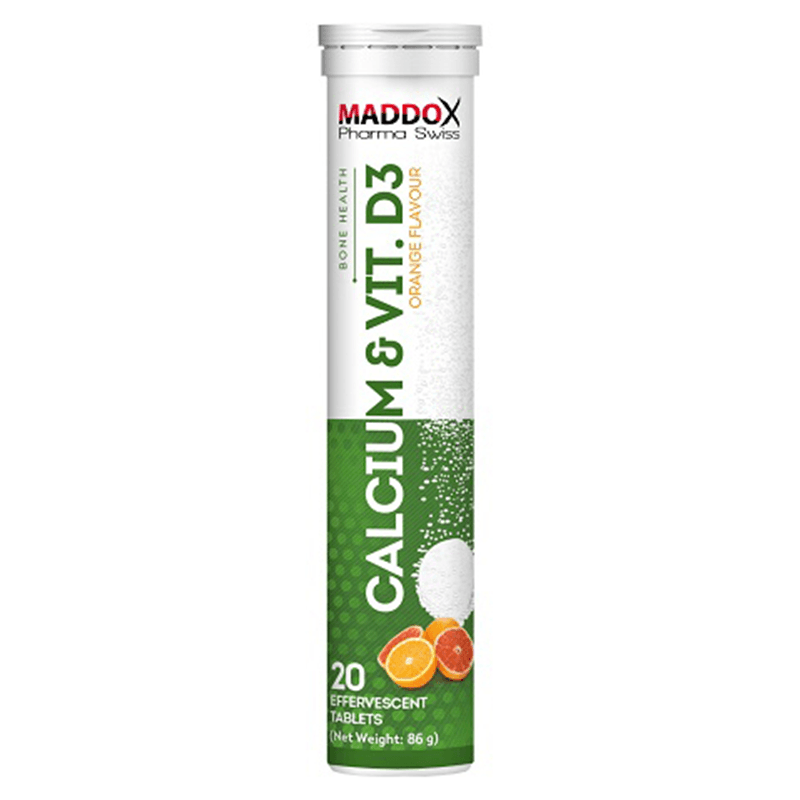 MADDOX Calcium + Vitamin D3 Effervescent Tablets - 20 Pieces