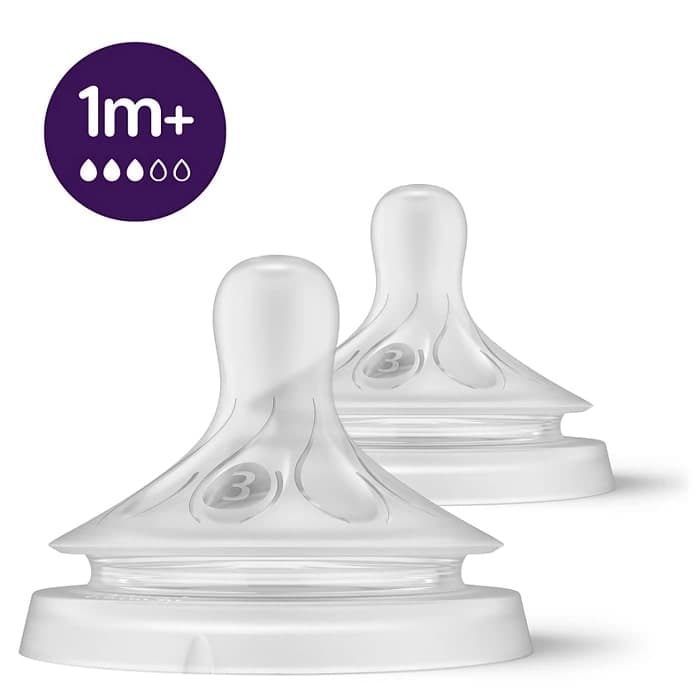 PHILIPS AVENT 2 Natural Bottle Nipple Teats 3m+ SCY963/02 12034